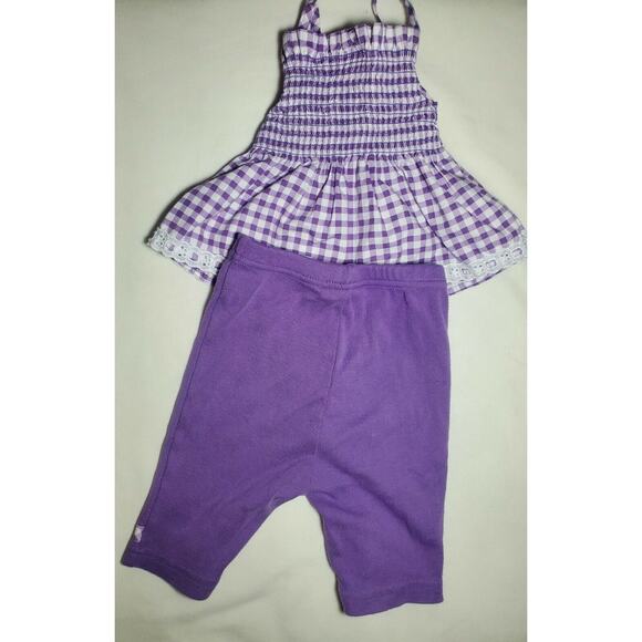 Vintage 1990s Baby Girls Small Steps Purple White Plaid Pants Outfit Set 18m - Picture 3 of 6